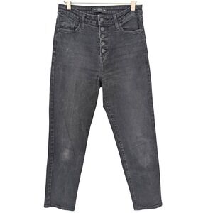 Just Black Denim High Rise Button Fly Jeans Womens 28 Black Slim Straight Crop